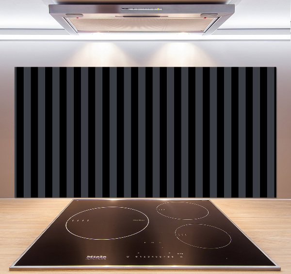 Spatscherm keuken Zwarte en grijze strepen