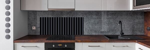 Spatscherm keuken Zwarte en grijze strepen
