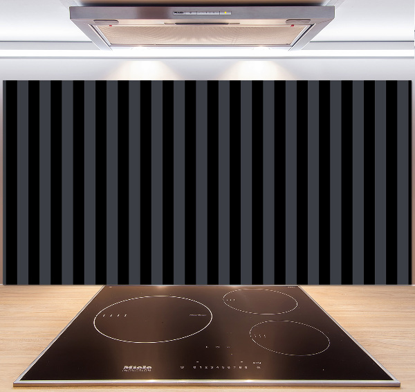 Spatscherm keuken Zwarte en grijze strepen
