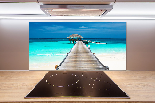 Glazen achterwand keuken Houten steiger