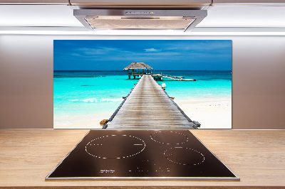 Glazen achterwand keuken Houten steiger