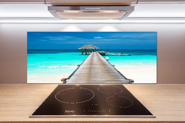 Glazen achterwand keuken Houten steiger