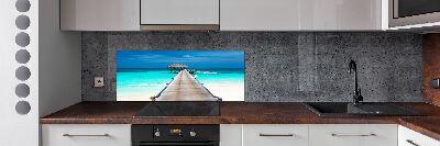 Glazen achterwand keuken Houten steiger