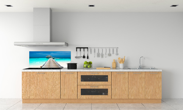 Glazen achterwand keuken Houten steiger