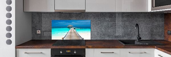 Glazen achterwand keuken Houten steiger