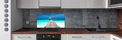 Glazen achterwand keuken Houten steiger