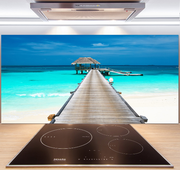 Glazen achterwand keuken Houten steiger