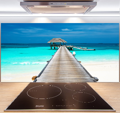 Glazen achterwand keuken Houten steiger