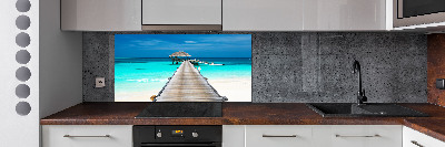 Glazen achterwand keuken Houten steiger