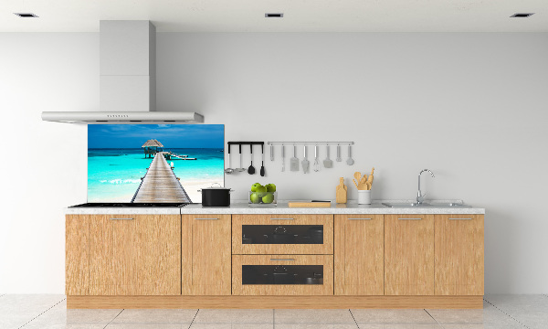 Glazen achterwand keuken Houten steiger