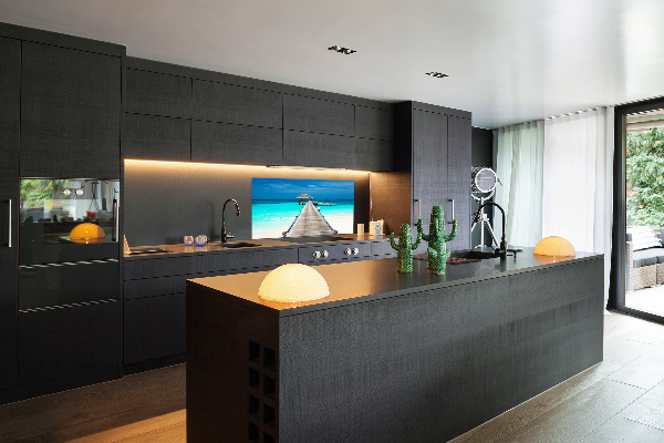 Glazen achterwand keuken Houten steiger