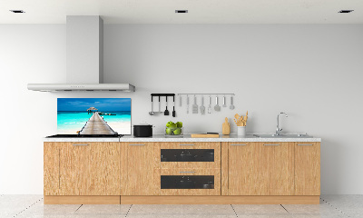 Glazen achterwand keuken Houten steiger