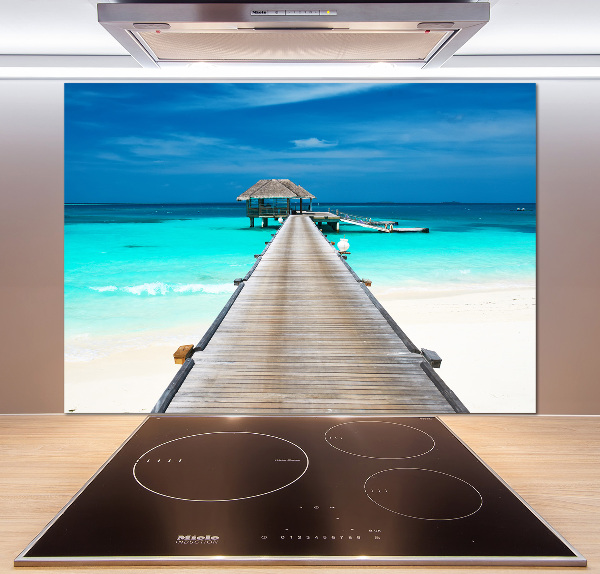 Glazen achterwand keuken Houten steiger