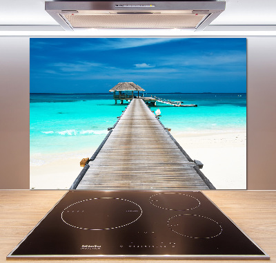 Glazen achterwand keuken Houten steiger
