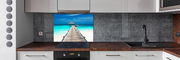 Glazen achterwand keuken Houten steiger