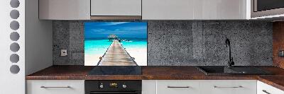 Glazen achterwand keuken Houten steiger