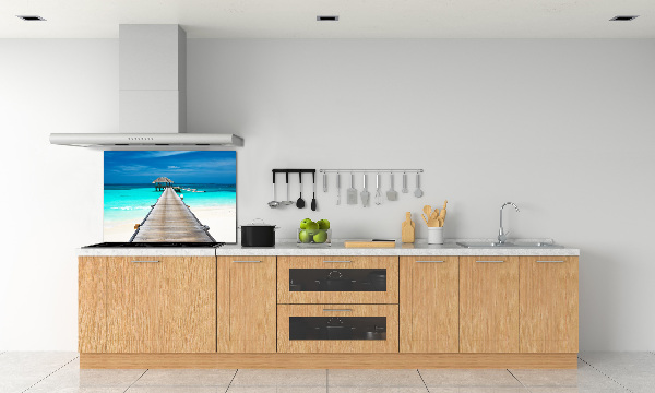 Glazen achterwand keuken Houten steiger