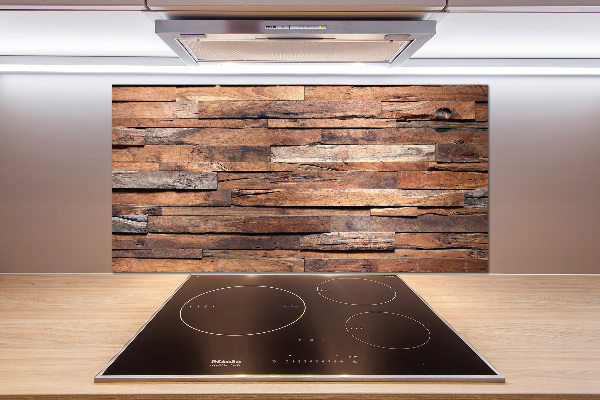 Glazen achterwand keuken Houten muur