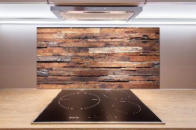 Glazen achterwand keuken Houten muur