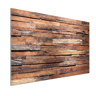Glazen achterwand keuken Houten muur