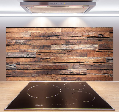 Glazen achterwand keuken Houten muur