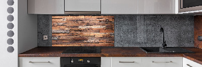 Glazen achterwand keuken Houten muur