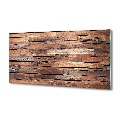 Glazen achterwand keuken Houten muur