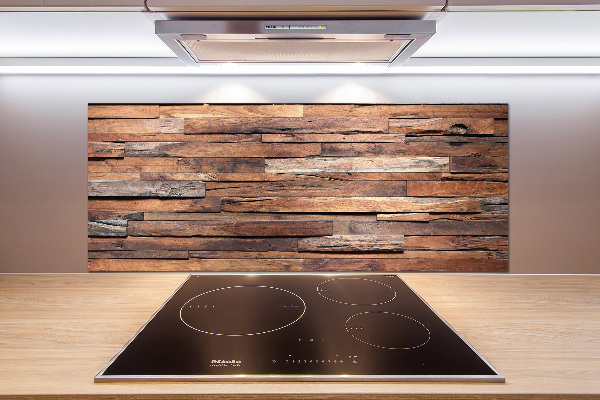 Glazen achterwand keuken Houten muur