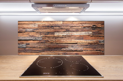 Glazen achterwand keuken Houten muur