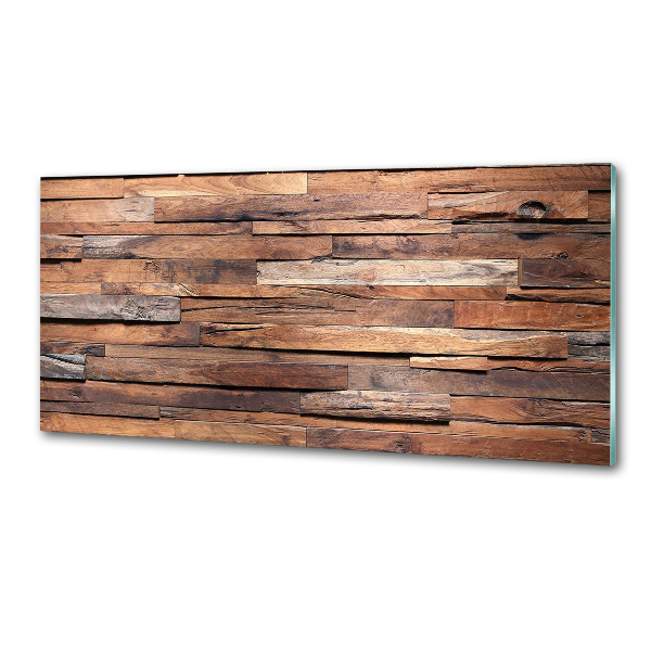 Glazen achterwand keuken Houten muur