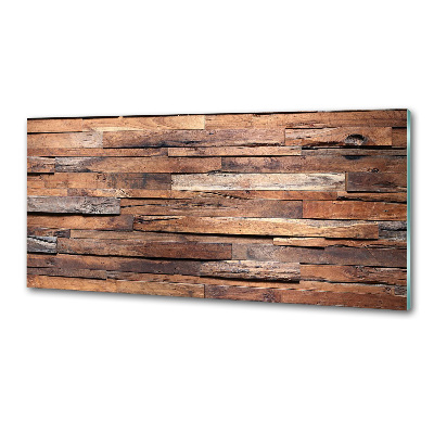 Glazen achterwand keuken Houten muur