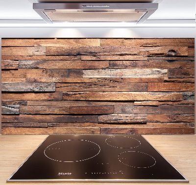 Glazen achterwand keuken Houten muur