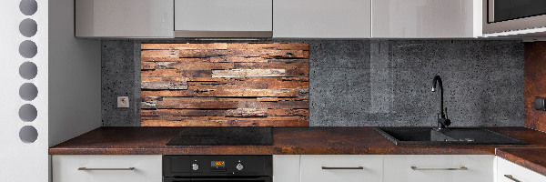 Glazen achterwand keuken Houten muur