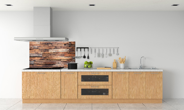 Glazen achterwand keuken Houten muur