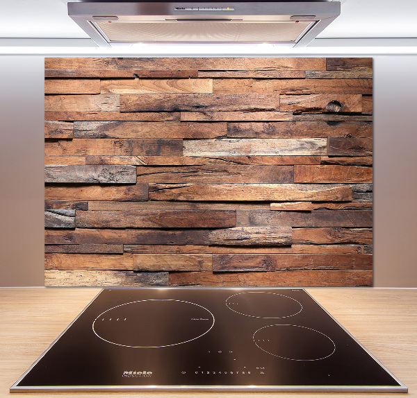 Glazen achterwand keuken Houten muur