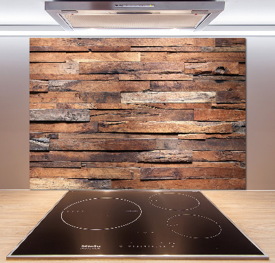 Glazen achterwand keuken Houten muur