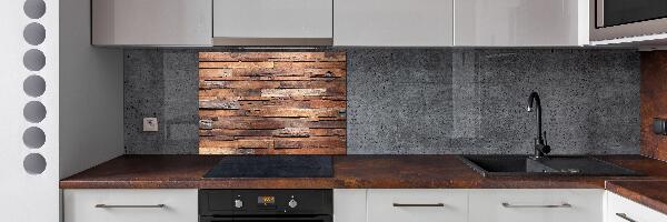 Glazen achterwand keuken Houten muur