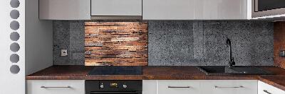 Glazen achterwand keuken Houten muur