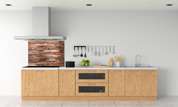 Glazen achterwand keuken Houten muur