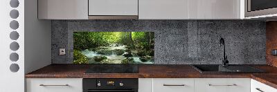 Glazen achterwand keuken Waterval in het bos