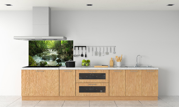 Glazen achterwand keuken Waterval in het bos