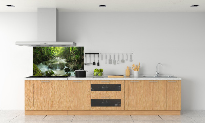 Glazen achterwand keuken Waterval in het bos