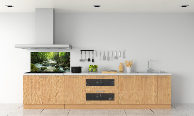 Glazen achterwand keuken Waterval in het bos