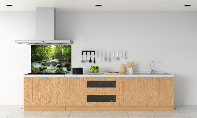 Glazen achterwand keuken Waterval in het bos