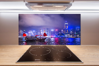 Achterwand keuken Hong Kong 's nachts