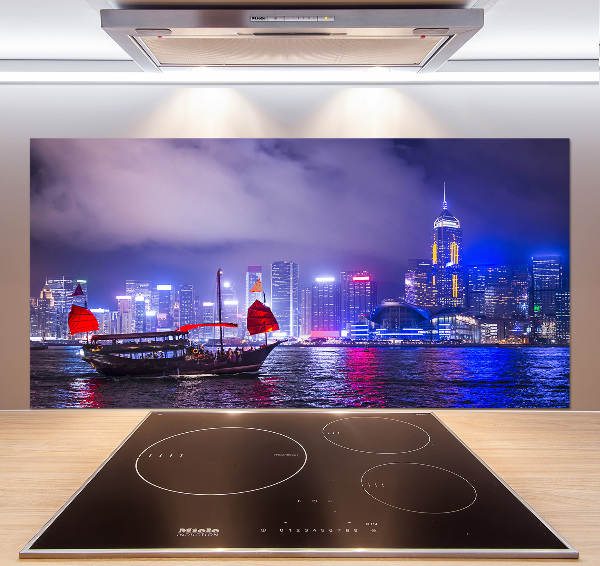 Achterwand keuken Hong Kong 's nachts