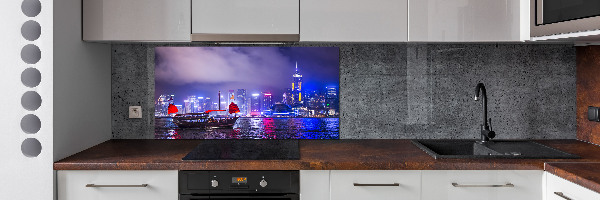 Achterwand keuken Hong Kong 's nachts