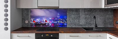 Achterwand keuken Hong Kong 's nachts