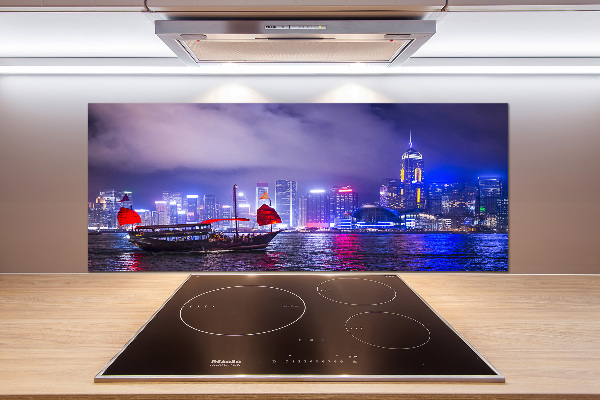 Achterwand keuken Hong Kong 's nachts