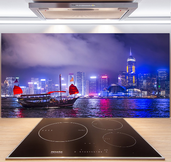 Achterwand keuken Hong Kong 's nachts